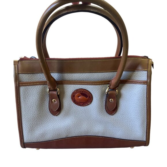 Dooney & Bourke VTG All Weather Satchel Purse Ivory Pebbled Old Money Classic - Picture 2 of 16